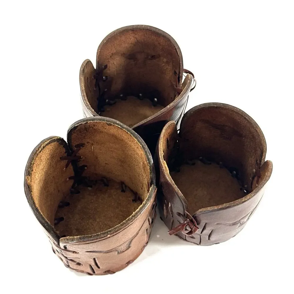 Set of 7 Handmade Leather Longhorn Beer Bottle Holders Western Cowboy Sleeves